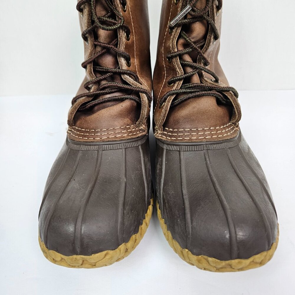 LL Bean 8" Unlined Bean Boots Brown Leather Duck Boot 6 - Picture 4 of 10